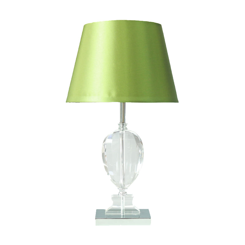 Empire Shade Night Light Modern Style Beveled Crystal 1-Light Bedroom Table Lamp in Green