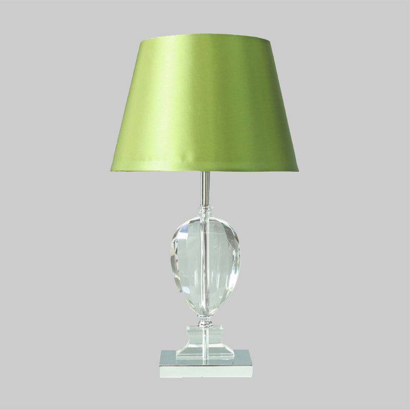 Empire Shade Night Light Modern Style Beveled Crystal 1-Light Bedroom Table Lamp in Green