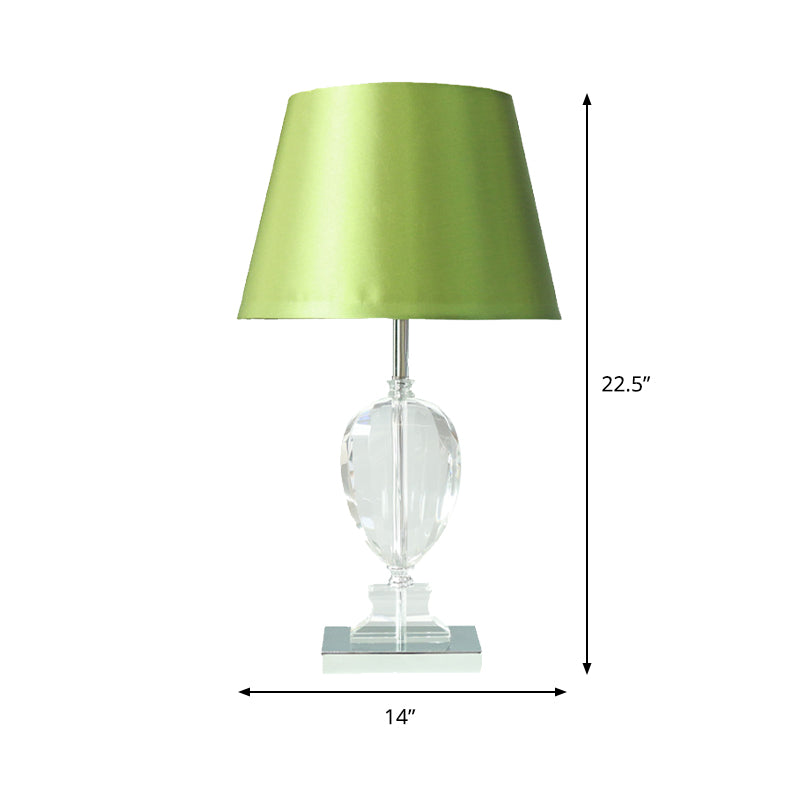 Empire Shade Night Light Modern Style Beveled Crystal 1-Light Bedroom Table Lamp in Green