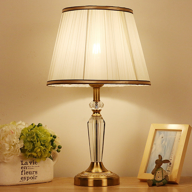 Empire Shade Night Table Lamp Minimalism Crystal 1 Head Gold Nightstand Light for Bedroom