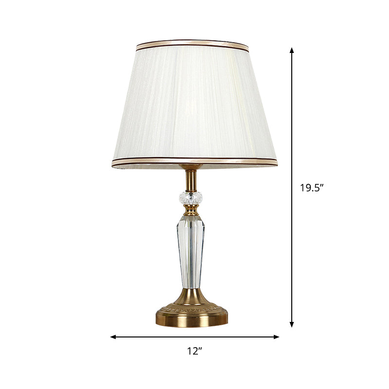 Empire Shade Night Table Lamp Minimalism Crystal 1 Head Gold Nightstand Light for Bedroom