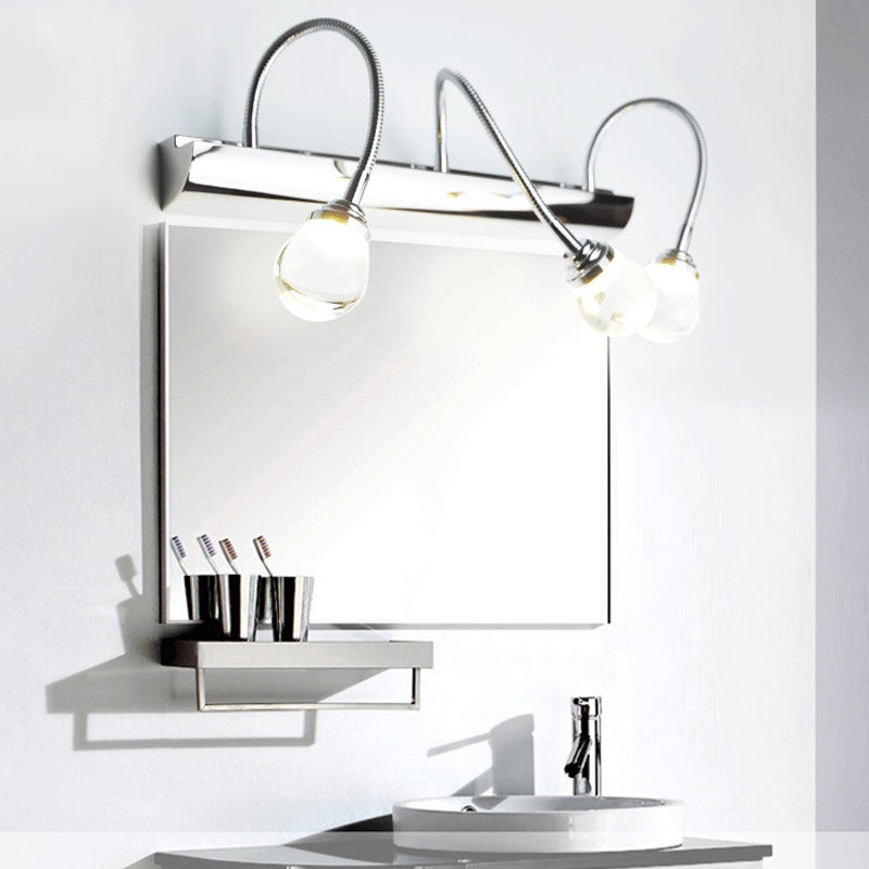 Modern Simple Makeup Mirror Light Bathroom Stainless Steel Flexible Mirror Lamp Fixture