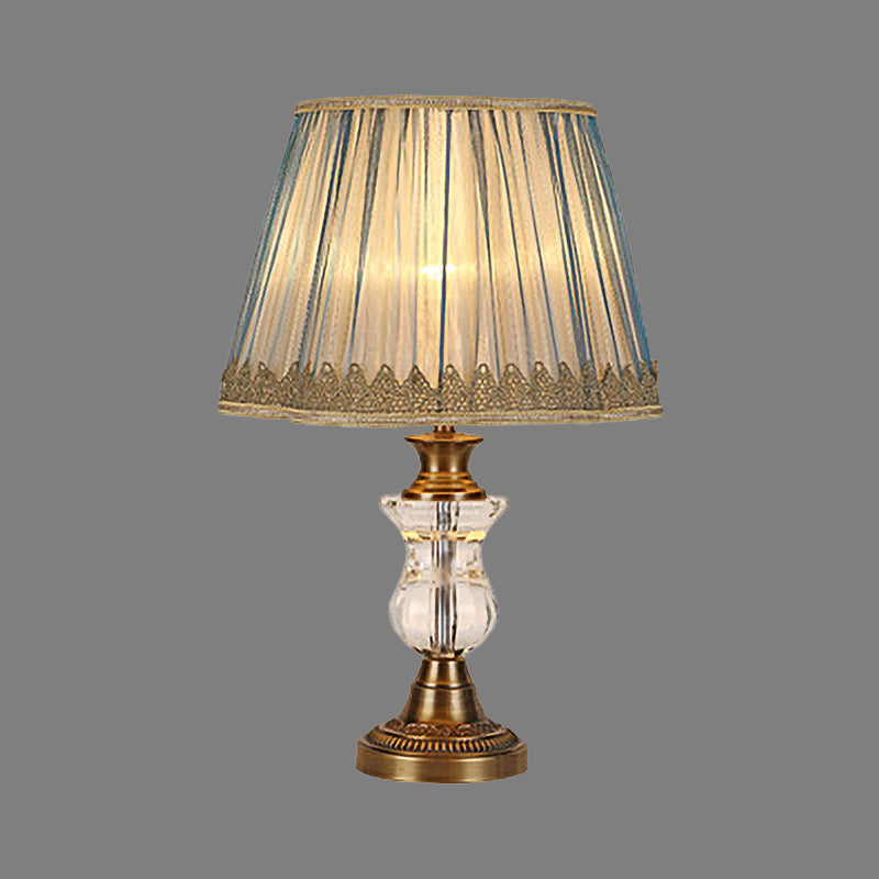 Flared Fabric Desk Lamp Modern 1 Head Gold Table Light with Sculpted Metallic Base