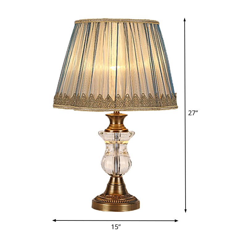 Flared Fabric Desk Lamp Modern 1 Head Gold Table Light with Sculpted Metallic Base