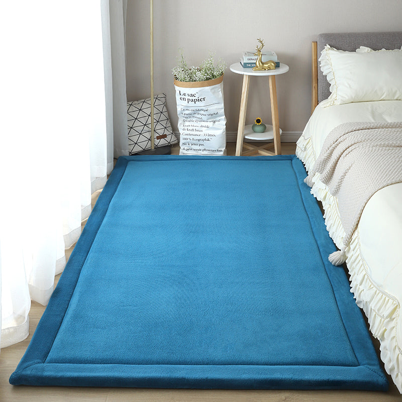 Tapis de couleur pure bleu Polyester Area Tapis Tapis de support sans glissement pour salon