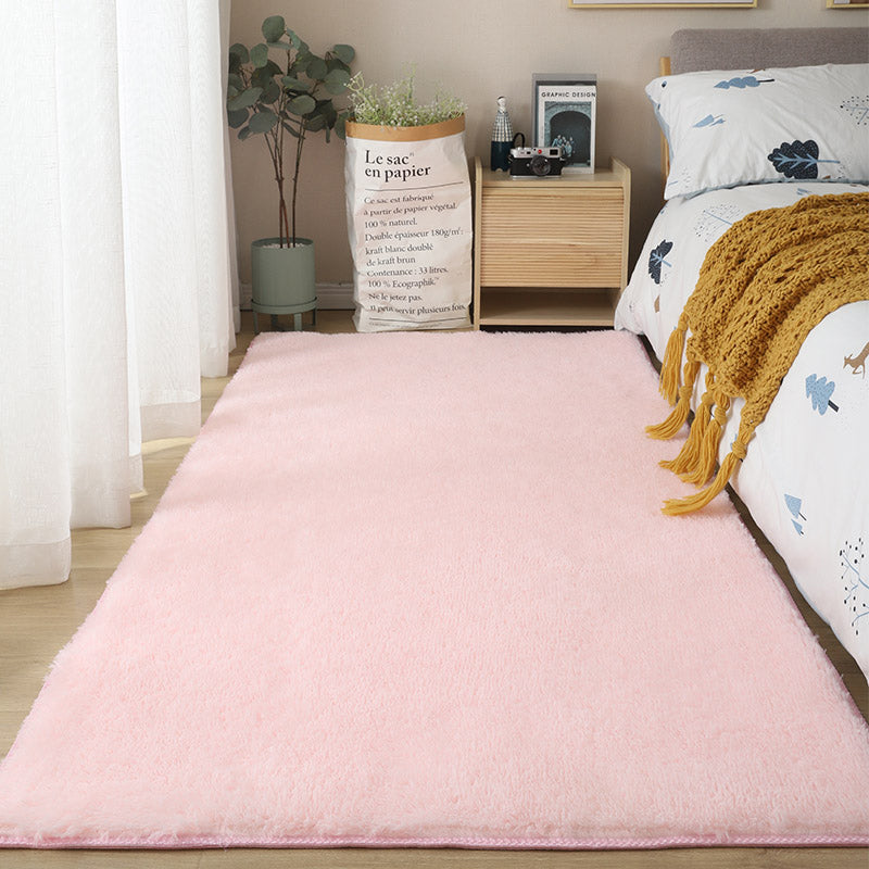 Tapis de chambre à coucher blanc Couleur de couleur solide Polyester Tapis Tapis de support sans glissement Tapis de support