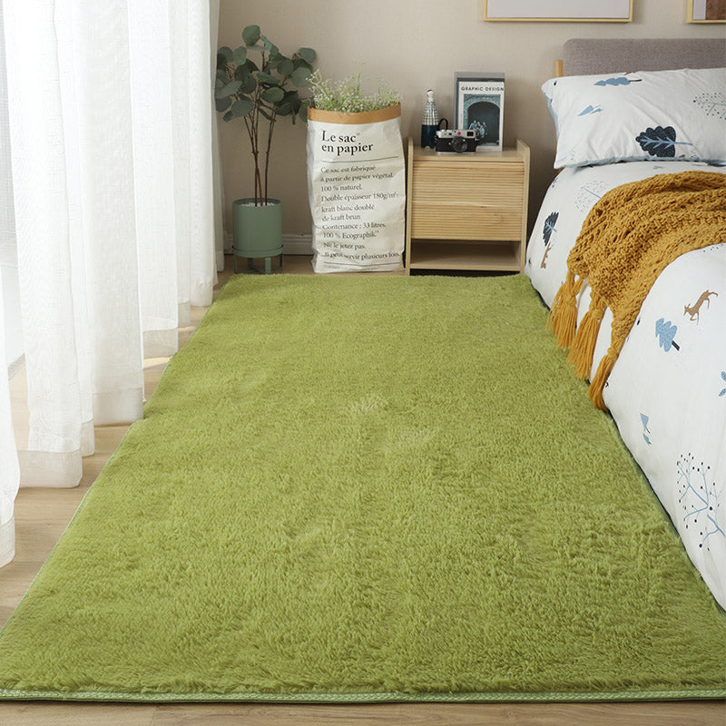 Tapis de chambre à coucher blanc Couleur de couleur solide Polyester Tapis Tapis de support sans glissement Tapis de support