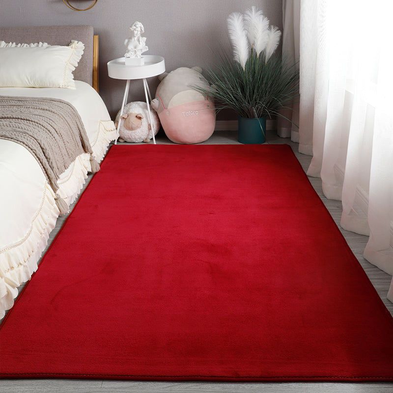 Modern Pure Color Area Rug Polyester Area Carpet Anti-Slip Easy Care Rug for Bedroom