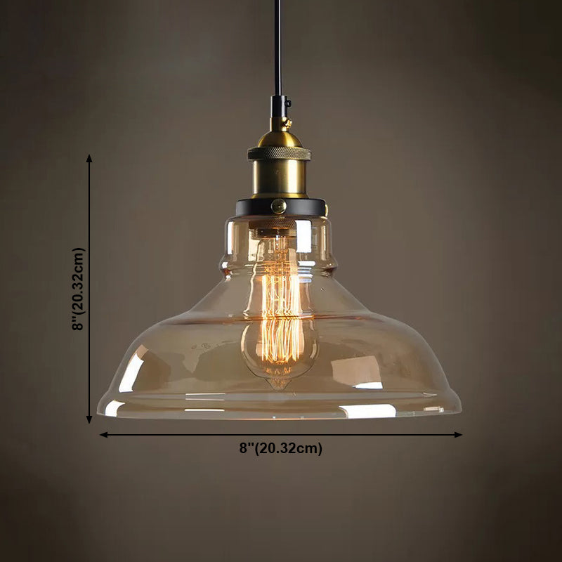 1-Light Geometric Pendant Lights Industrial Hanging Light with Glass Shade