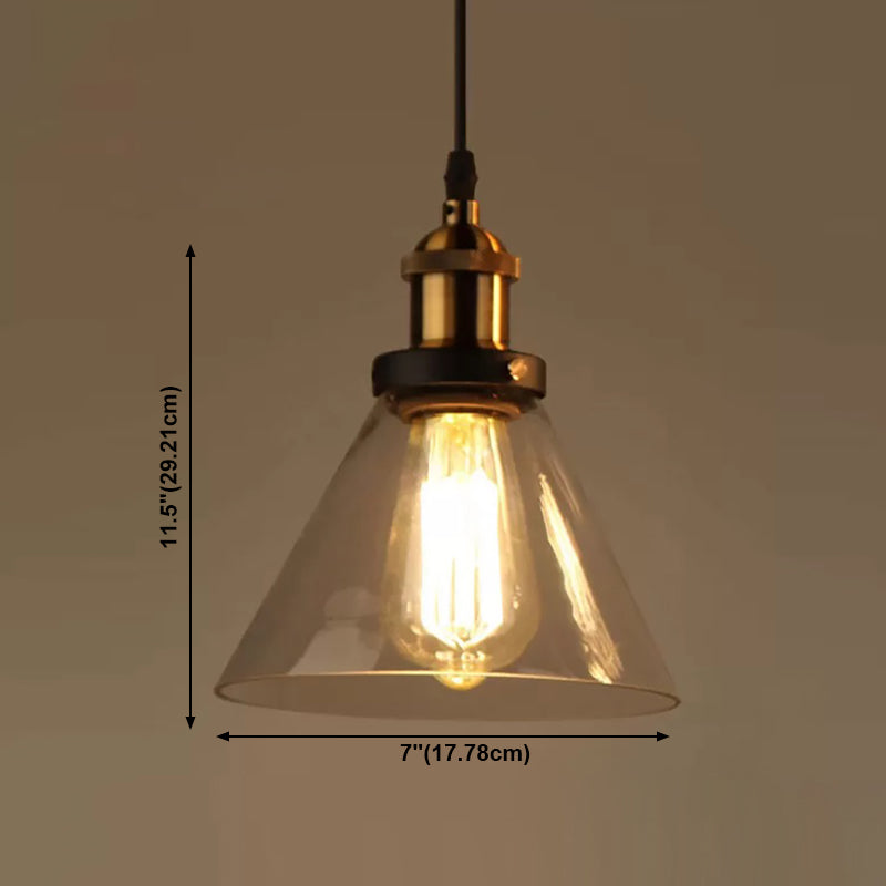 1-Light Geometric Pendant Lights Industrial Hanging Light with Glass Shade