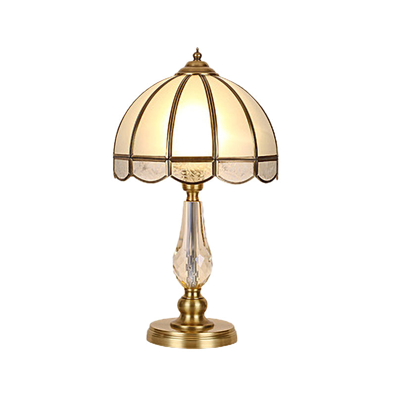 Contemporary 1 Bulb Table Light Gold Umbrella Small Desk Lamp with Frosted Glass Shade