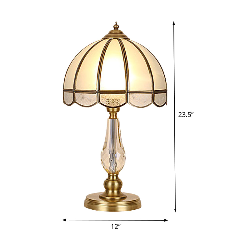 Contemporary 1 Bulb Table Light Gold Umbrella Small Desk Lamp with Frosted Glass Shade