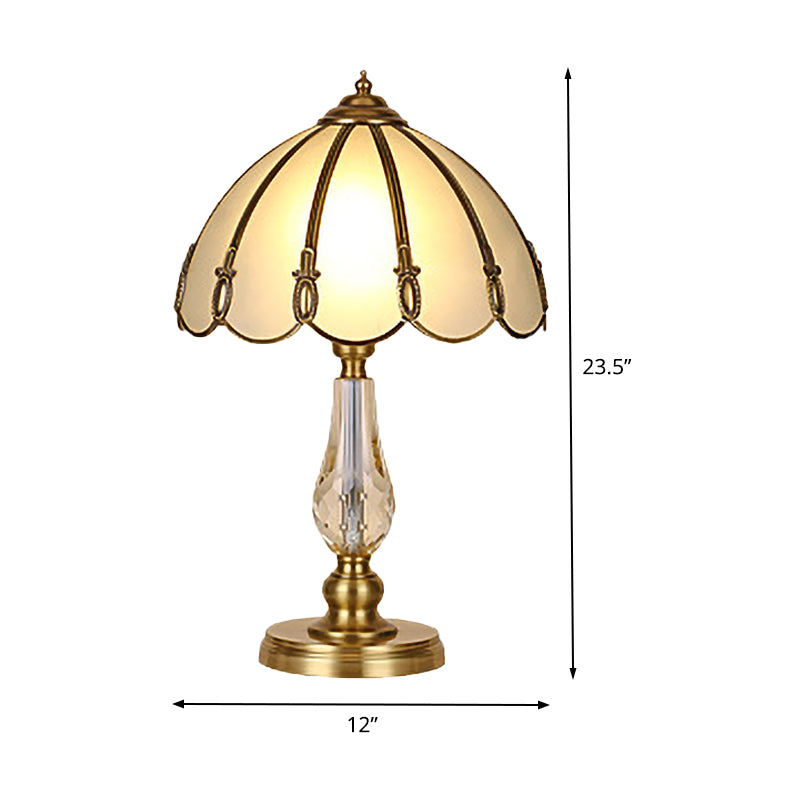 1 Head Living Room Table Lamp Modern Gold Reading Light with Domed Frosted Glass Shade