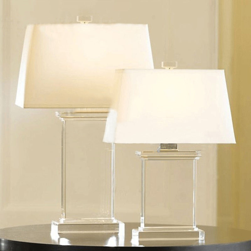 Rectangular Task Light Contemporary Clear Crystal 18"/22" Wide 1 Bulb White Desk Lamp