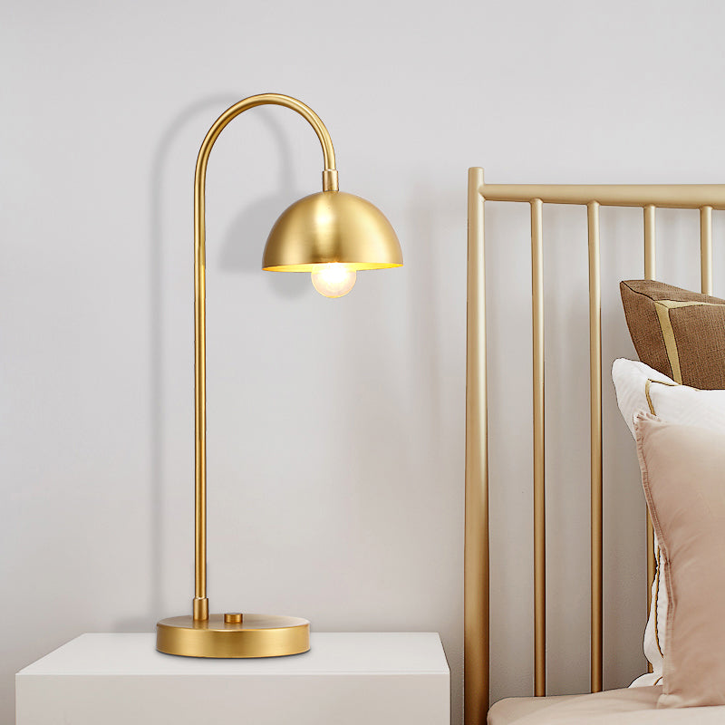 Post-Modern Dome Nightstand Light Metal 1-Head Bedroom Night Table Lamp in Gold