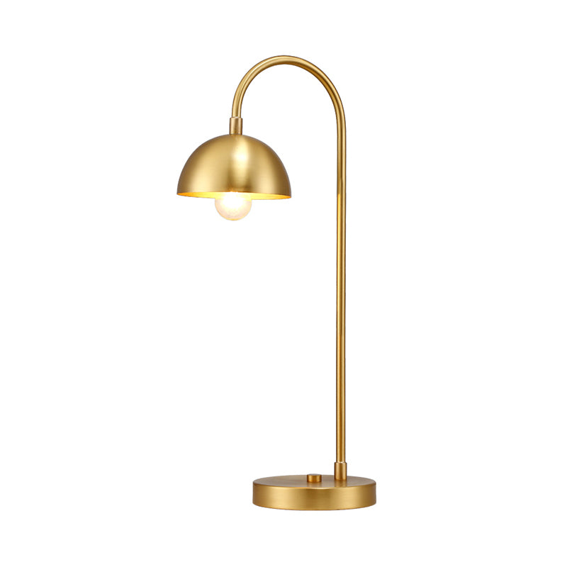 Post-Modern Dome Nightstand Light Metal 1-Head Bedroom Night Table Lamp in Gold