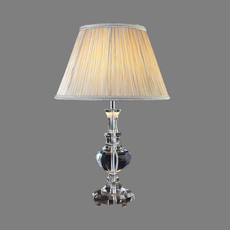 Modernism Urn-Shaped Study Lamp Hand-Cut Crystal 1 Head Reading Book Light in Beige