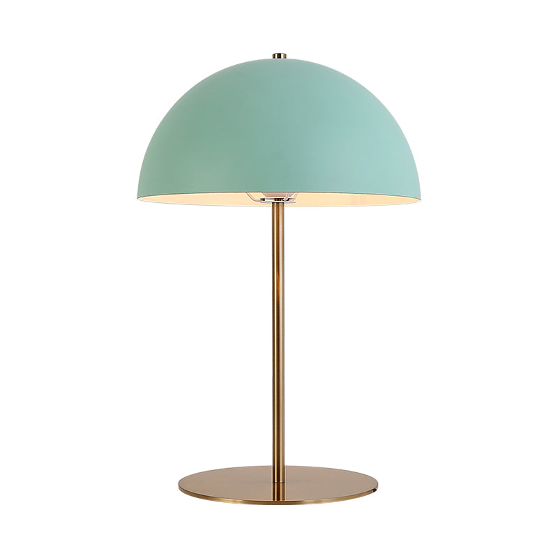 Dome Night Table Lamp Modern Metal 1 Bulb Green Nightstand Lighting for Bedroom