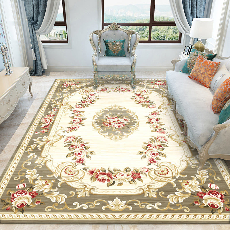 Navy Traditional Area Rug Medallion Pattern Polyester Area Carpet Stain Resistant Rug for Home Decor