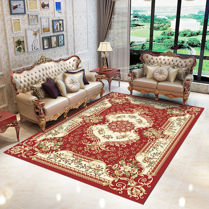 Navy Traditional Area Rug Medallion Pattern Polyester Area Carpet Stain Resistant Rug for Home Decor