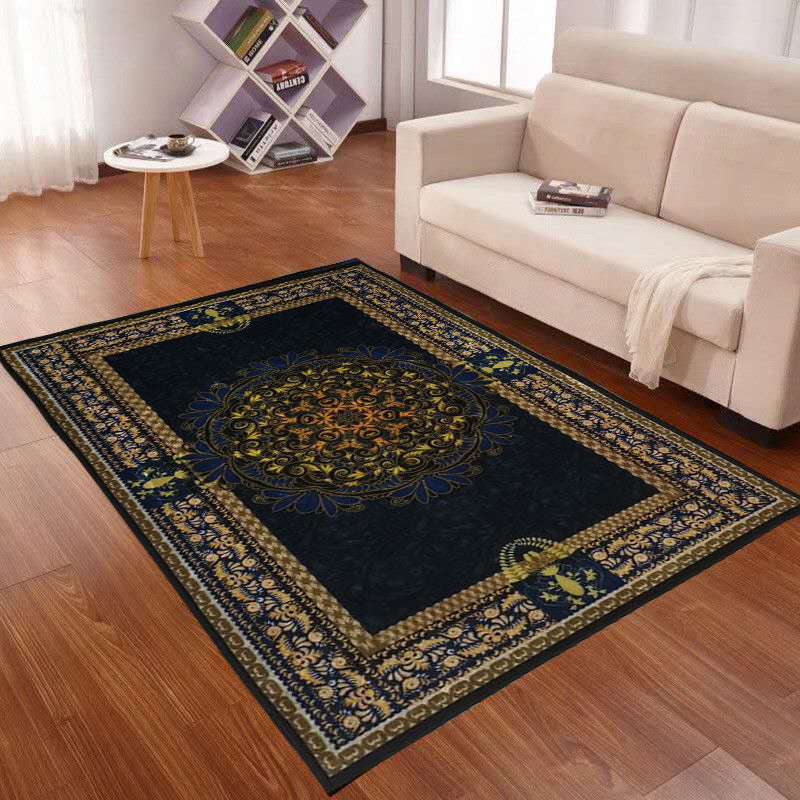 Fancy Traditional Area Carpet Medallion Pattern Polyester Rug Stain Resistant Rug for Home Decor