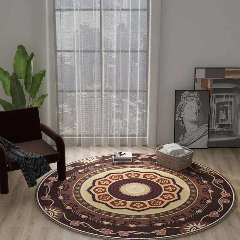 Tapis de salon fantaisie Modèle antique Polyester Area Tapis tapis de support sans glissement