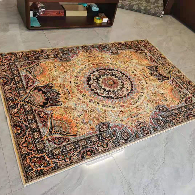 Tapis de salon brun Tapon traditionnel en polyester