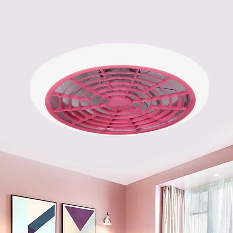 Blanc / rose / bleu LED suspendu ventilateur léger Kids Acrylique Donut Semi Flush Fush Mount LAMP DIMPS pour le salon, 18 "W