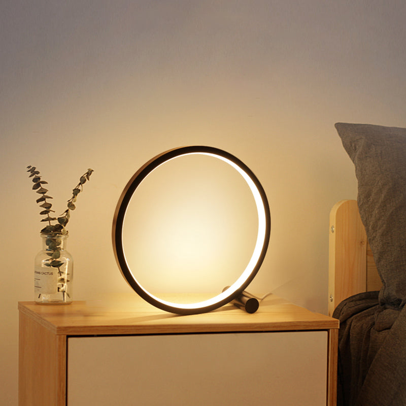 1 Light Circle Nightstand Lamp Contemporary Metal Nightstand Lamps for Bedroom