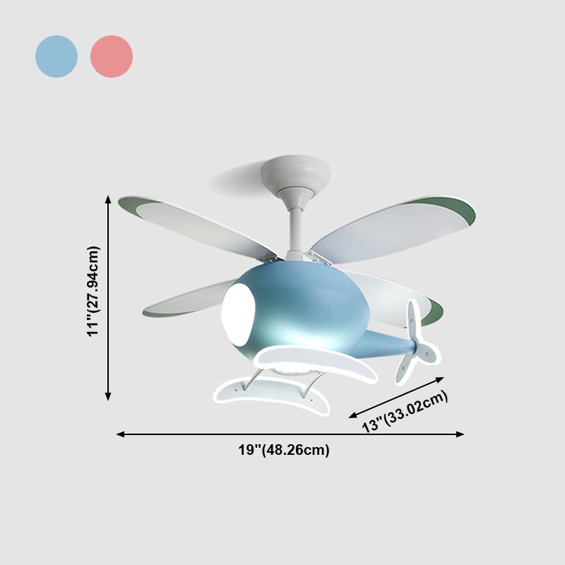 Enfants de suspension à LED créatifs de la lumière du ventilateur d'avion en fer forgé avec une teinte acrylique