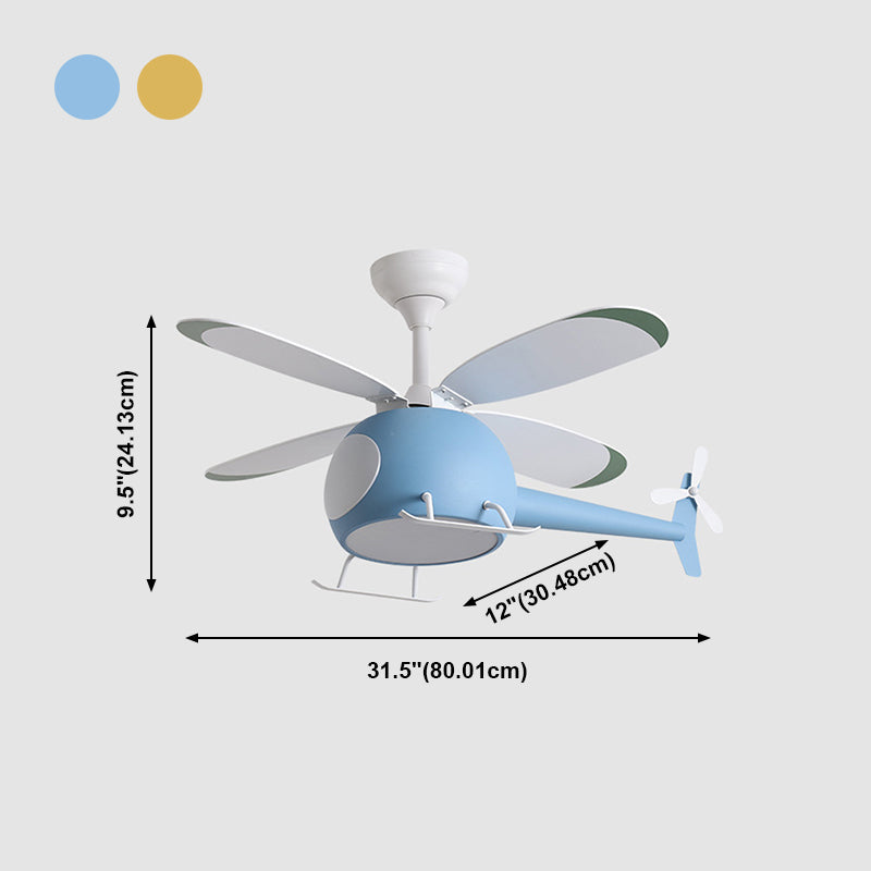 Enfants de suspension à LED créatifs de la lumière du ventilateur d'avion en fer forgé avec une teinte acrylique