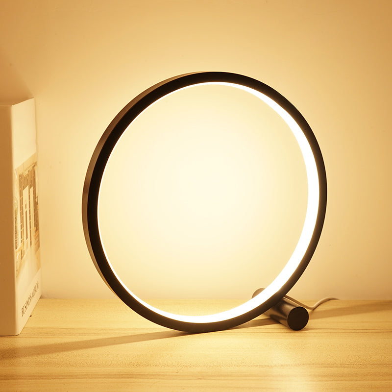 Modern Circle Shape Night Table Lamp Metal 1 Light Nightstand Lamp