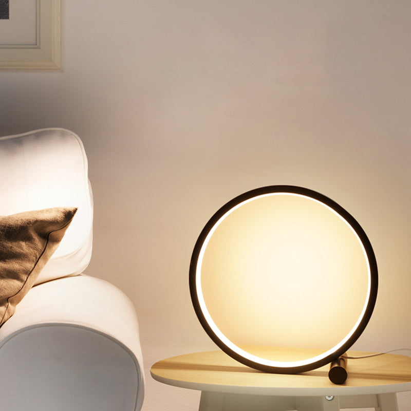 Modern Circle Shape Night Table Lamp Metal 1 Light Nightstand Lamp