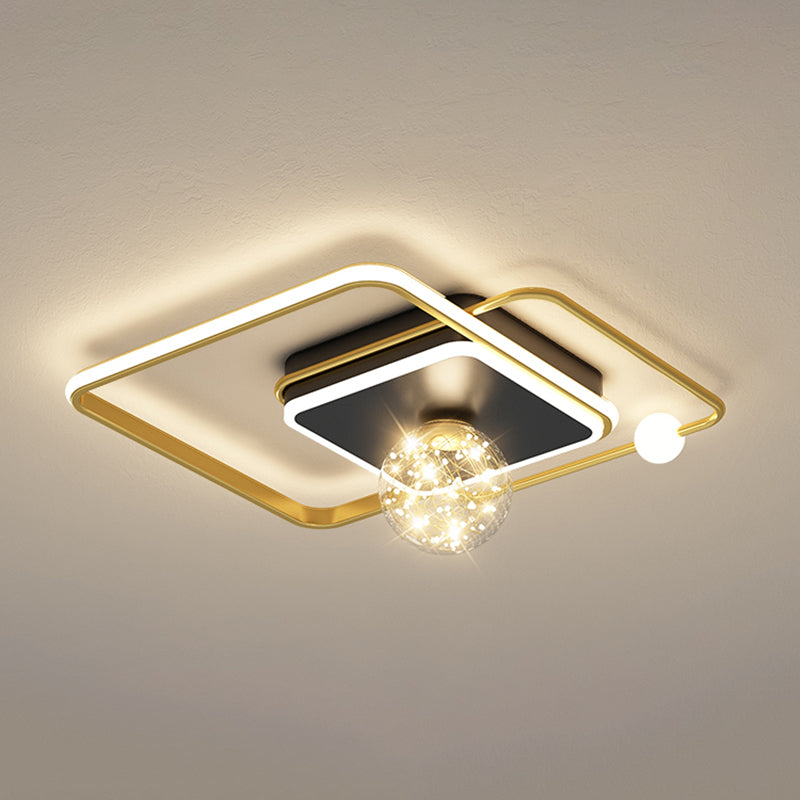 Gold LED Flush Ceiling Light Fixtures Modern Flush Mount Ceiling Fixture for Living Room