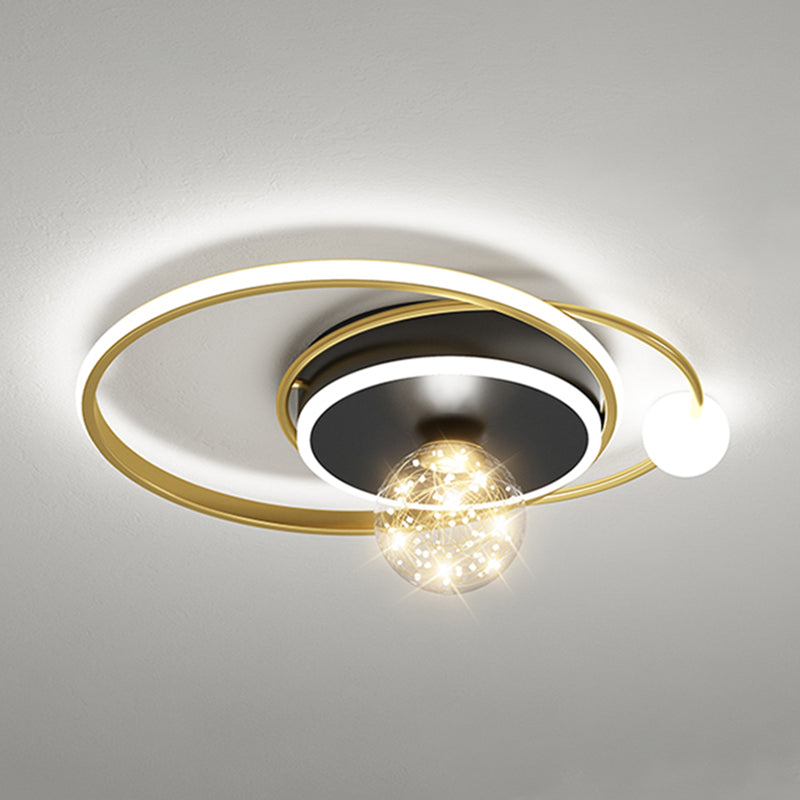 Gold LED Flush Ceiling Light Fixtures Modern Flush Mount Ceiling Fixture for Living Room