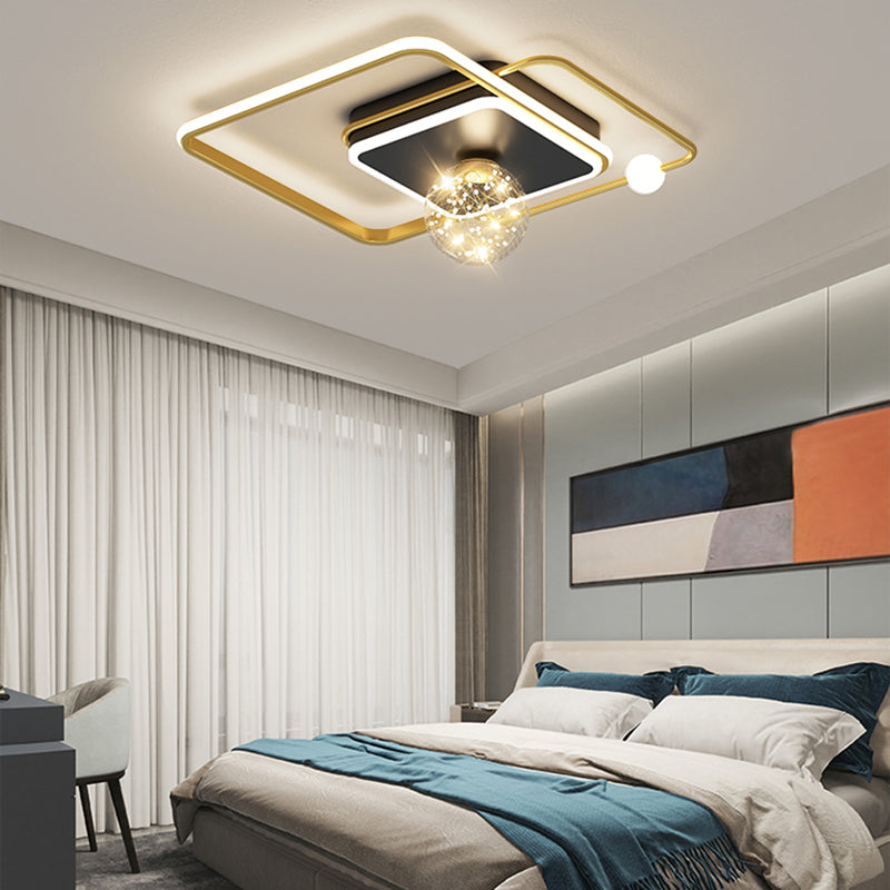 Gold LED Flush Ceiling Light Fixtures Modern Flush Mount Ceiling Fixture for Living Room