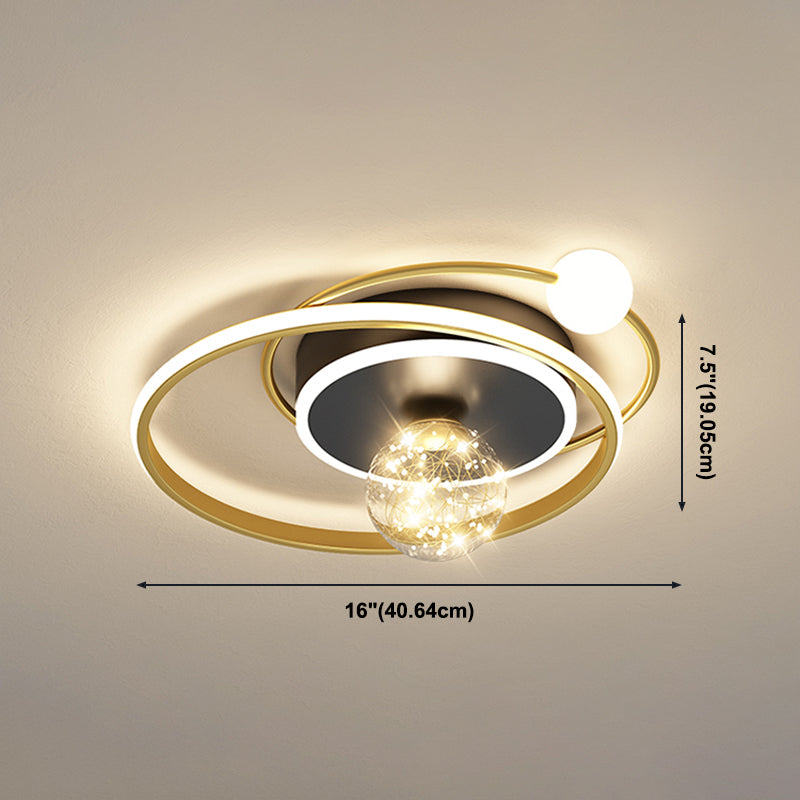 Gold LED Flush Ceiling Light Fixtures Modern Flush Mount Ceiling Fixture for Living Room