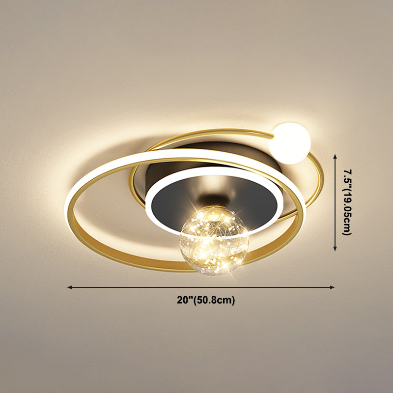 Gold LED Flush Ceiling Light Fixtures Modern Flush Mount Ceiling Fixture for Living Room