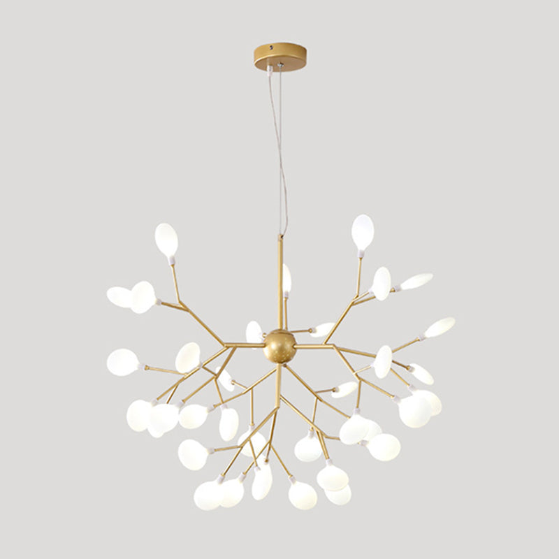 Modern Glowworm Chandelier Light Fixtures Multi-Head Gold Suspension Pendant Lamps