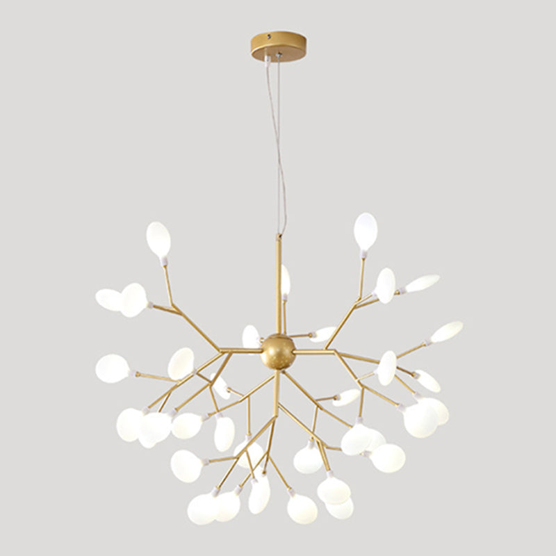 Modern Glowworm Chandelier Light Fixtures Multi-Head Gold Suspension Pendant Lamps