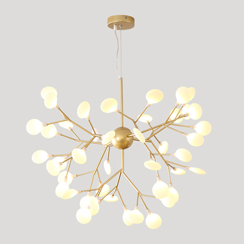 Modern Glowworm Chandelier Light Fixtures Multi-Head Gold Suspension Pendant Lamps