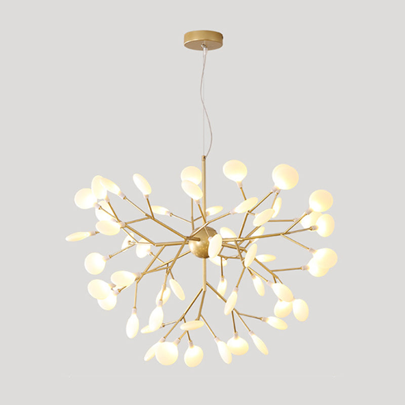 Modern Glowworm Chandelier Light Fixtures Multi-Head Gold Suspension Pendant Lamps