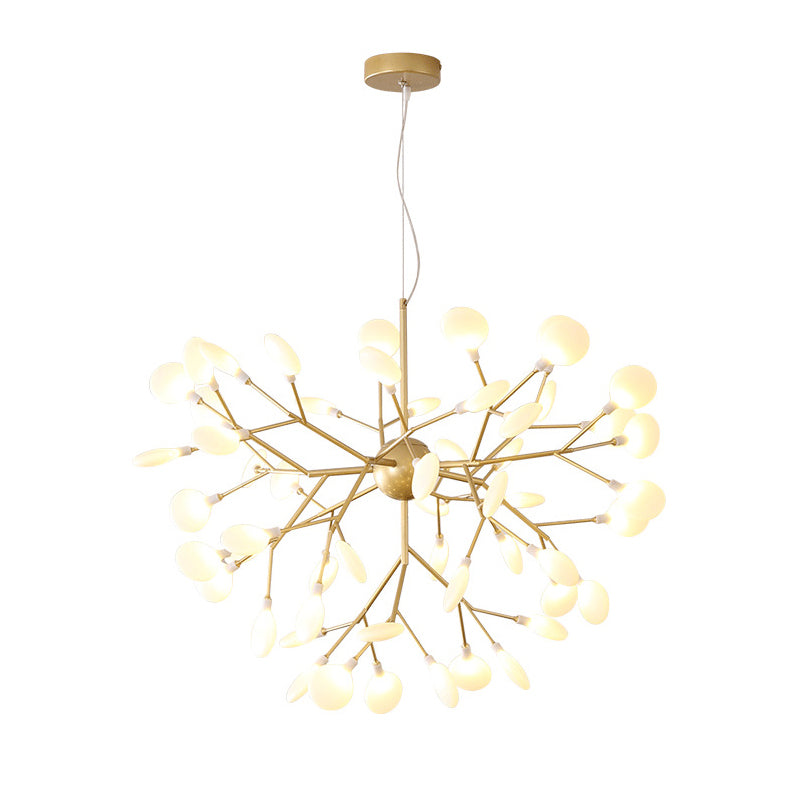 Modern Glowworm Chandelier Light Fixtures Multi-Head Gold Suspension Pendant Lamps