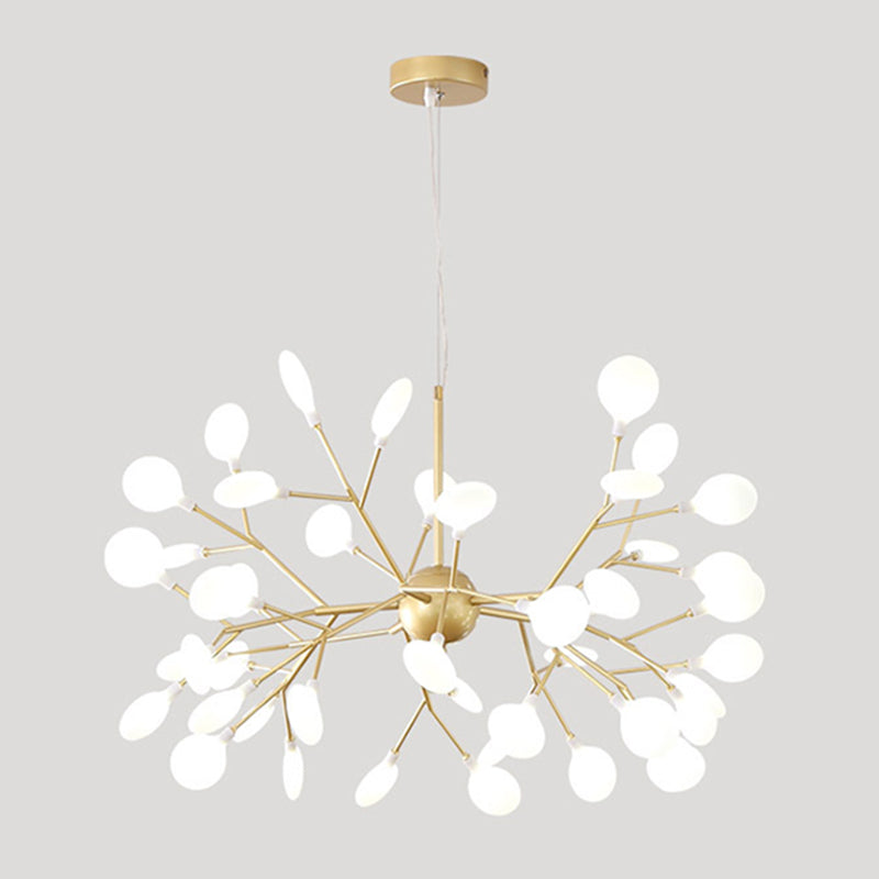 Modern Glowworm Chandelier Light Fixtures Multi-Head Gold Suspension Pendant Lamps