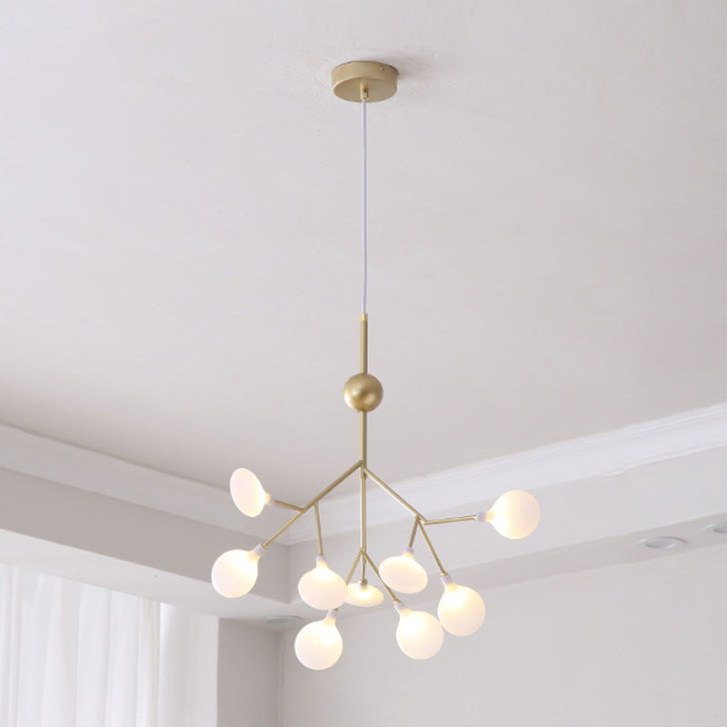 Modern Glowworm Chandelier Light Fixtures Multi-Head Gold Suspension Pendant Lamps