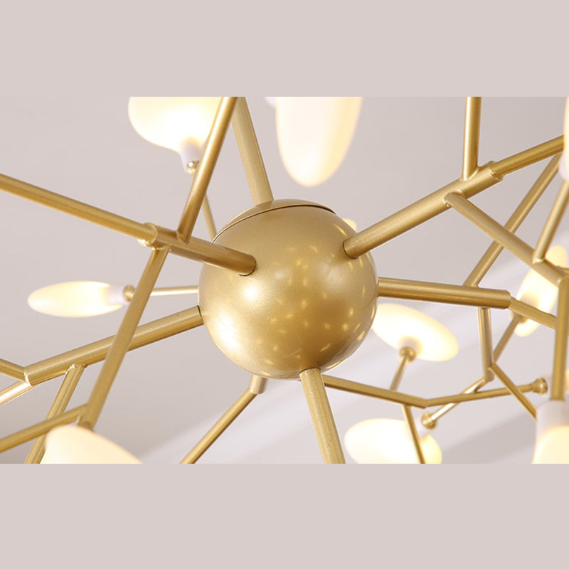 Modern Glowworm Chandelier Light Fixtures Multi-Head Gold Suspension Pendant Lamps