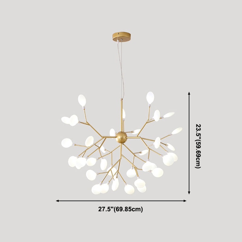 Modern Glowworm Chandelier Light Fixtures Multi-Head Gold Suspension Pendant Lamps