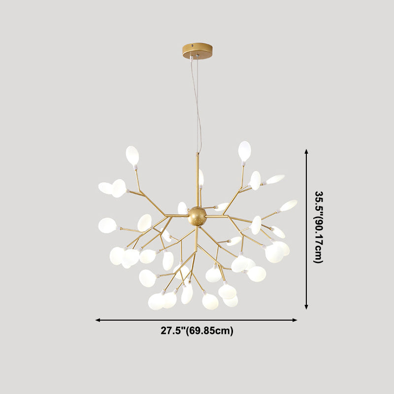 Modern Glowworm Chandelier Light Fixtures Multi-Head Gold Suspension Pendant Lamps