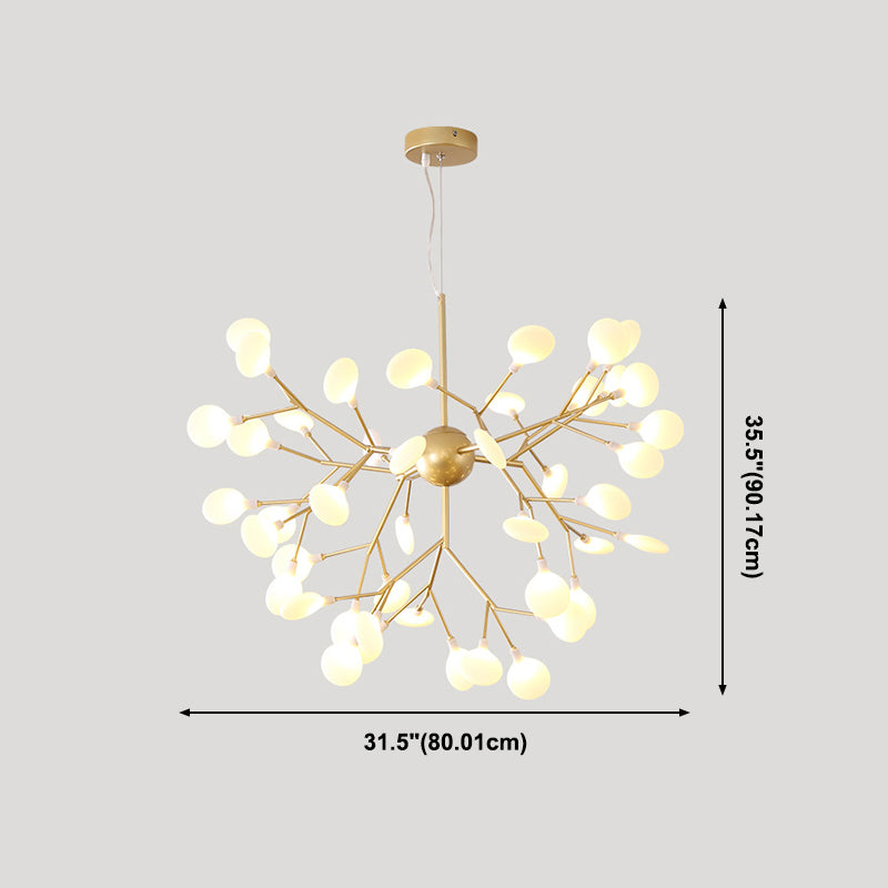 Modern Glowworm Chandelier Light Fixtures Multi-Head Gold Suspension Pendant Lamps