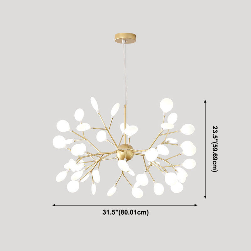 Modern Glowworm Chandelier Light Fixtures Multi-Head Gold Suspension Pendant Lamps